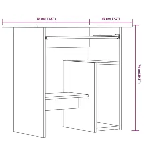 Berkfield Desk Brown Oak 80x45x74 cm Engineered Wood