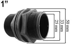 Water Butt Connector Adapter Tank Fitting Threaded 1" + quick connector