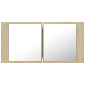 Berkfield LED Bathroom Mirror Cabinet Sonoma Oak 90x12x45 cm