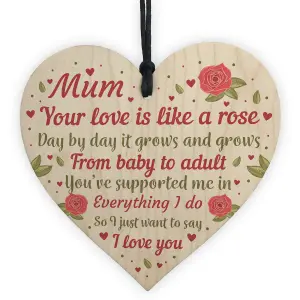 Red Ocean Mum Gifts Wooden Heart Mum Birthday Gifts Love Plaques Mothers Day Gift Keepsake Sign