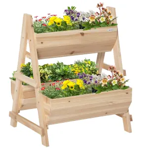 Outsunny Raised Garden Bed Wood Planter Box with Stand for Vegetables Flowers