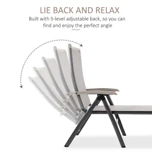 Outsunny Outdoor Folding Sun Lounger w/ Adjustable Backrest and Aluminium Brown