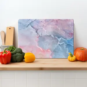 Textured Glass Chopping Board Pastel Marble Print - Large