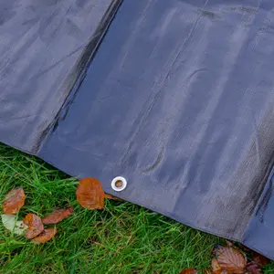 premium grade waterproof tough 240gsm black tarpaulins/builders tarps/camping ground sheet cover up (6m x 10m)