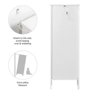 Yaheetech White Bathroom Floor Storage Cabinet with Drawer and Single Shutter Door