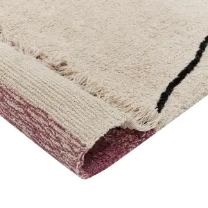 Cotton Area Rug 160 x 230 cm Beige and Pink AFSAR