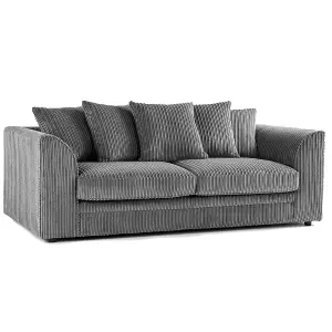 Luxor Jumbo Cord Grey Fabric 3 Seater Sofa