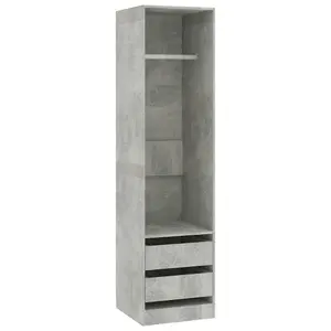 Wardrobe with Drawers Concrete Grey 50x50x200 cm Engineered Wood