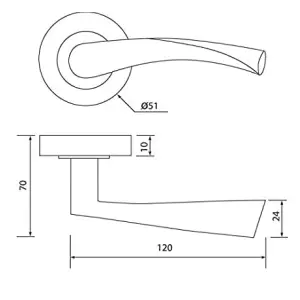 Astrid Door Handles Latch Twist Lever on Rose Duo - Satin Chrome 120mm