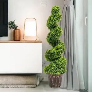 Artificial Boxwood Spiral Topiary Tree Plant Twisted Single Indoor Outdoor Decor 3ft