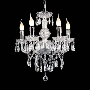 Luminosa Classic Chandeliers Chrome 5 Light  with Clear Shade, E14