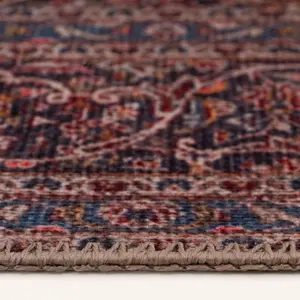 Red Navy Blue Persian Style Anti Slip Washable Rug 200x290cm