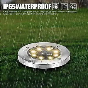 Set of 4 Solar Ground Lights 8 LEDs Deck Lights Outdoor White Pathway Lights In Ground Waterproof for Garden Lawn Patio Driveway