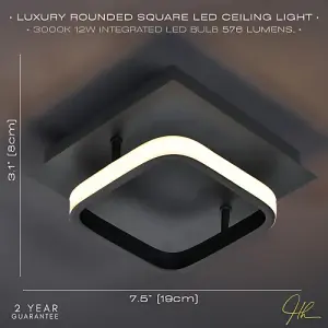 Modern Designer Square Strip 3000k LED Ceiling Lighting Fitting in Matte Black