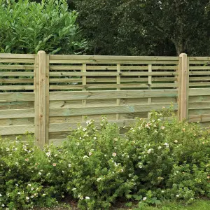 Forest Garden Contemporary Slatted Pressure treated 4ft Wooden Fence panel (W)1.8m (H)1.2m, Pack of 3