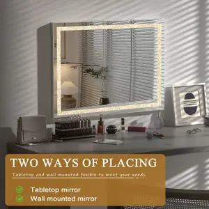 FENCHILIN Crystal Hollywood Vanity Mirror with Lights Bluetooth Hollywood Led Strip Music Mirror