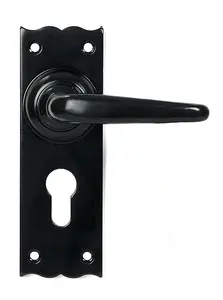 Black Oak Lever Euro Lock Handle Set