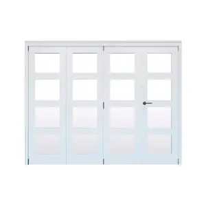 Geom 4 Lite Clear Glazed Pre-painted White Softwood Internal Bi-fold Door set, (H)2060mm (W)2517mm