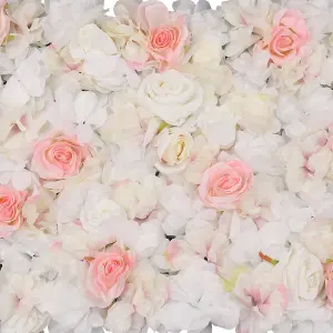 Artificial Flower Wall Backdrop Panel, 60cm x 40cm, Sophie Blush Roses