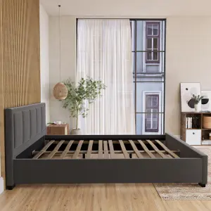 Vida Designs Vanita King Fabric Bed, Dark Grey