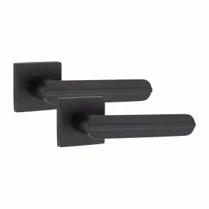 1 Pair Modern Lima Design Matt Black Premium Bathroom Door Handles Square Rose Dead Bolt Ball Latch Hinges Thumbturn