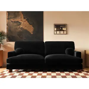 Solace+Co Addison 3 Seater Velvet Sofa - Black