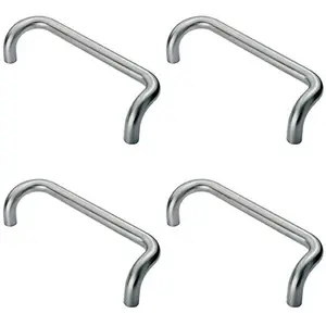 4x Cranked Pull Handle 325 x 25mm 300mm Fixing Centres Satin Stainless Steel