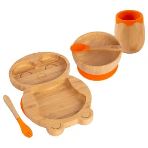 5pc Bamboo Penguin Baby Weaning Set - Orange