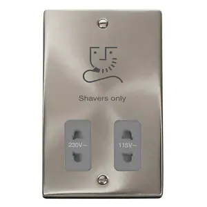 Click Scolmore Deco Shaver Socket Dual Voltage 115-230V Satin Chrome - VPSC100GY