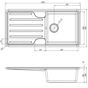 Liquida ELGS10WH 1.0 Bowl Comite Reversible Inset Gloss White Kitchen Sink