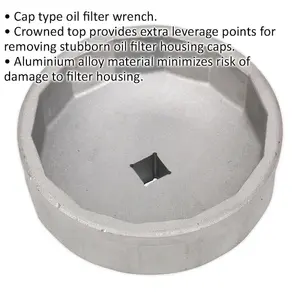 74.5mm Oil Filter Cap Wrench - 14 Flutes - 3/8" Sq Drive - Aluminium Alloy