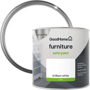 GoodHome North pole (brilliant white) Satin Furniture paint, 500ml