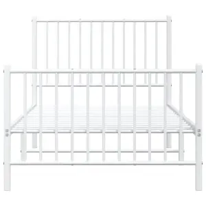 Berkfield Metal Bed Frame with Headboard and Footboard White 90x190 cm 3FT Single