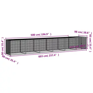 Chicken Cage with Roof Anthracite 603x98x90 cm Galvanised Steel