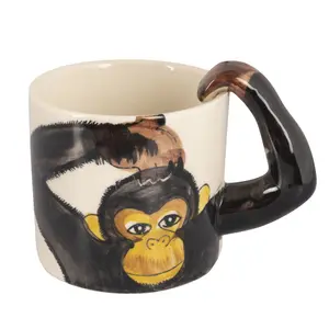 Coffee Tea Cups and Saucers Set Monkey Mug by Laeto House & Home - INCLUDING FREE DELIVERY