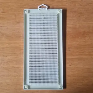 Silver Louvred Wall Vent Grille with Flyscreen and Screw Covers, 150 x 310 mm, Air Ventilation Duct Cover with Flat Back