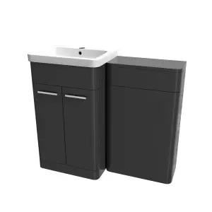 Nes Home Bathroom Anthracite 1000mm Freestanding Cabinet Ceramic Basin & WC Unit