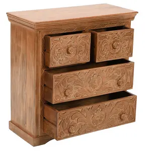 Artwork Chest of Drawers - Solid Mango Wood - L40 x W90 x H90 cm