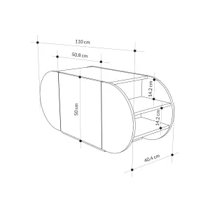 Decortie Modern Pozy Shoe Bench Storage White 110(W)cm Oval Shape 3-Door Minimal Organiser for Office, Hallway