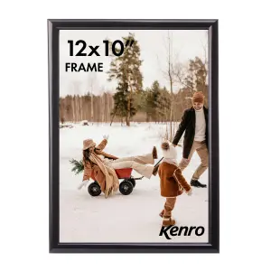 Kenro Frisco Series Black Photo Frame 12x10 Inch / 25x30cm Freestanding or Wall Hanging with Glass Front - FR2530B