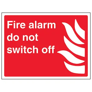 Fire Alarm Do Not Switch Off Sign - Rigid Plastic - 200x150mm (x3)