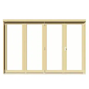 Clear Glazed Softwood Clear pine veneer External 4 Sliding Bi-fold Patio door, (H)2090mm (W)2990mm