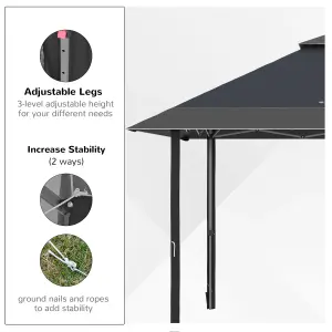 Outsunny 4 x 4m Outdoor Pop-Up Canopy Tent Gazebo Adjustable Legs Bag Grey