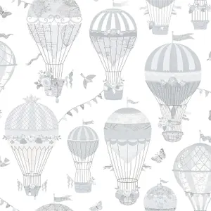 Galerie Just 4 Kids 2 Grey Beige White Balloon Journey Smooth Wallpaper