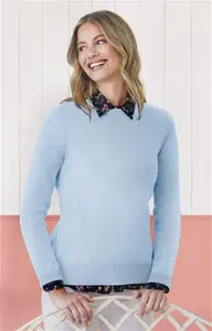 House Of Bruar Ladies Merino Crew Neck - Soft Blue