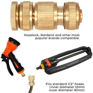 Premium Brass Hose Tap Connector (3/4" & 1" BSP) & Quick-Release Hozelock Compatible Brass Hose Connector - Corrosion-Resistant