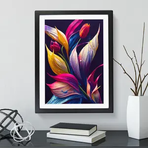 Vibrant Flowers No.6 - Single Picture Frame Print Black Framed / 64cm H x 46cm W x 2cm D