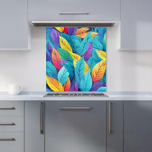 Bright Colourful Leaves Premium Glass Kitchen Splashback W600mm x H750mm