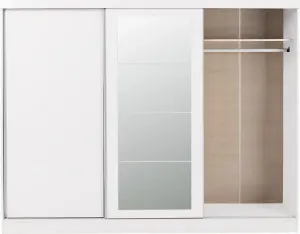 Nevada 3 Door Sliding Wardrobe with Mirror in White Gloss Finish