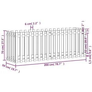 Berkfield Garden Raised Bed with Fence Design 200x50x70 cm Solid Wood Douglas